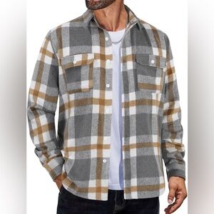 ❤️ Amazon | Grey & Khaki Flannel